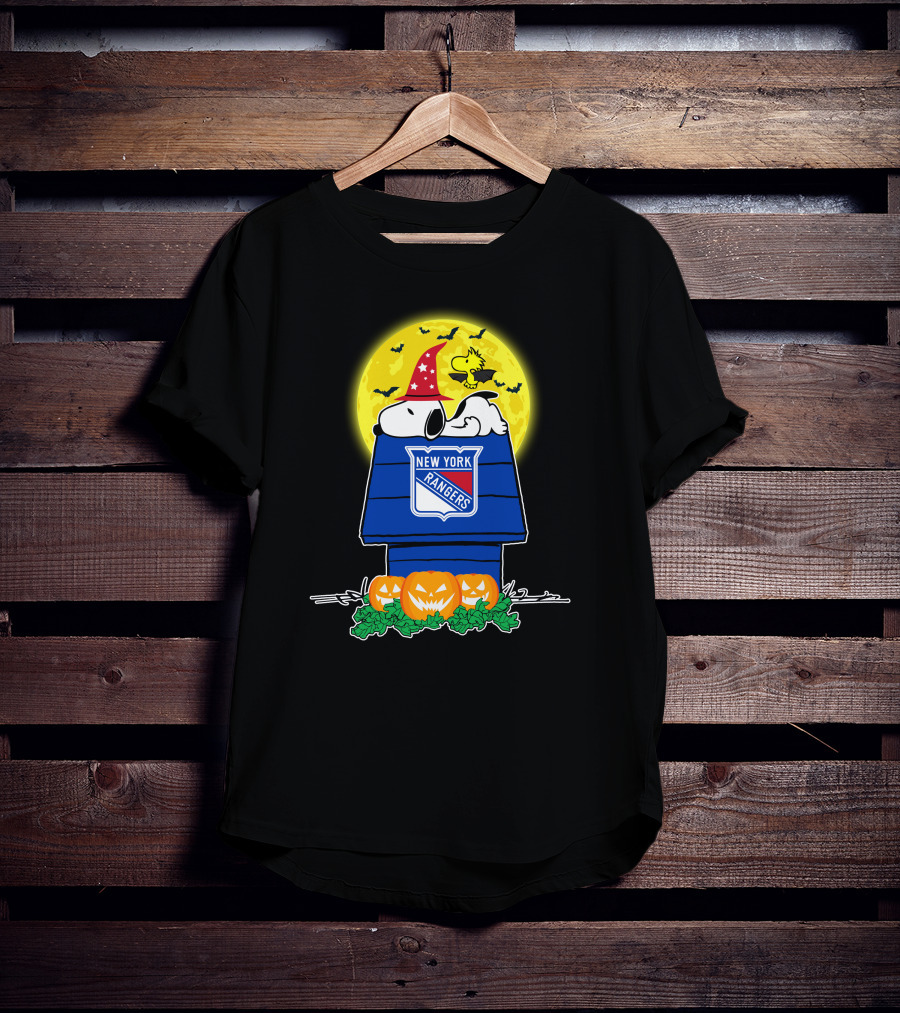 New York Rangers Snoopy Halloween Pumpkin Moon T-Shirt
