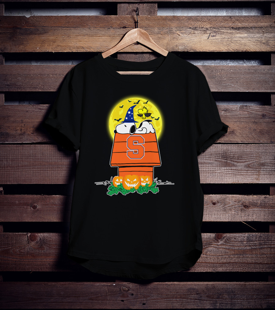 Syracuse Orange Snoopy Halloween Pumpkins Moon Bats Woodstock T-Shirt
