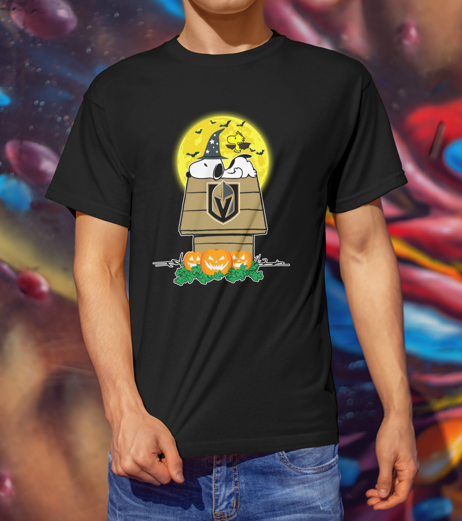 Vegas Golden Knights Halloween Snoopy And Woodstock Pumpkin House T-Shirt