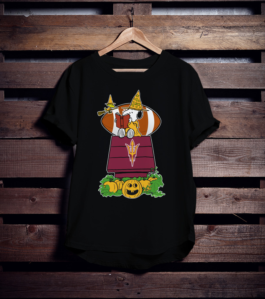 Arizona State Sun Devils Snoopy Halloween Football Charlie Brown Pumpkin T-Shirt