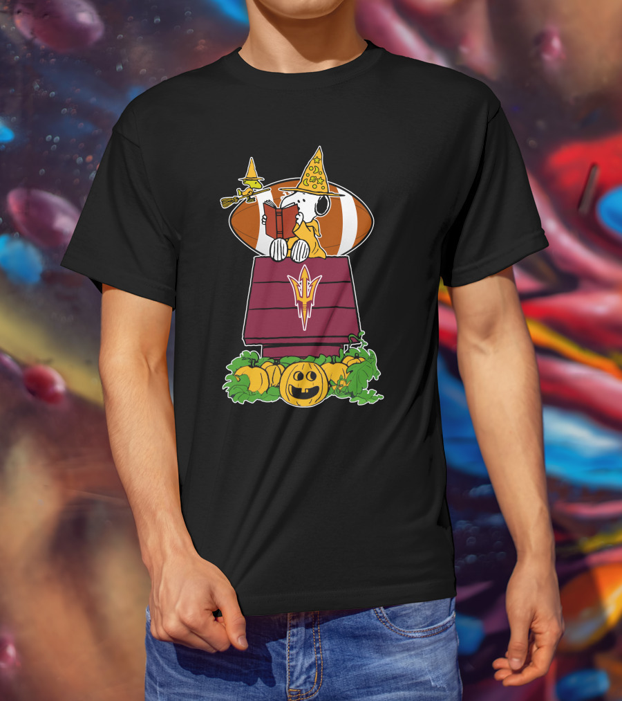 Arizona State Sun Devils Snoopy Halloween Football Charlie Brown Pumpkin T-Shirt