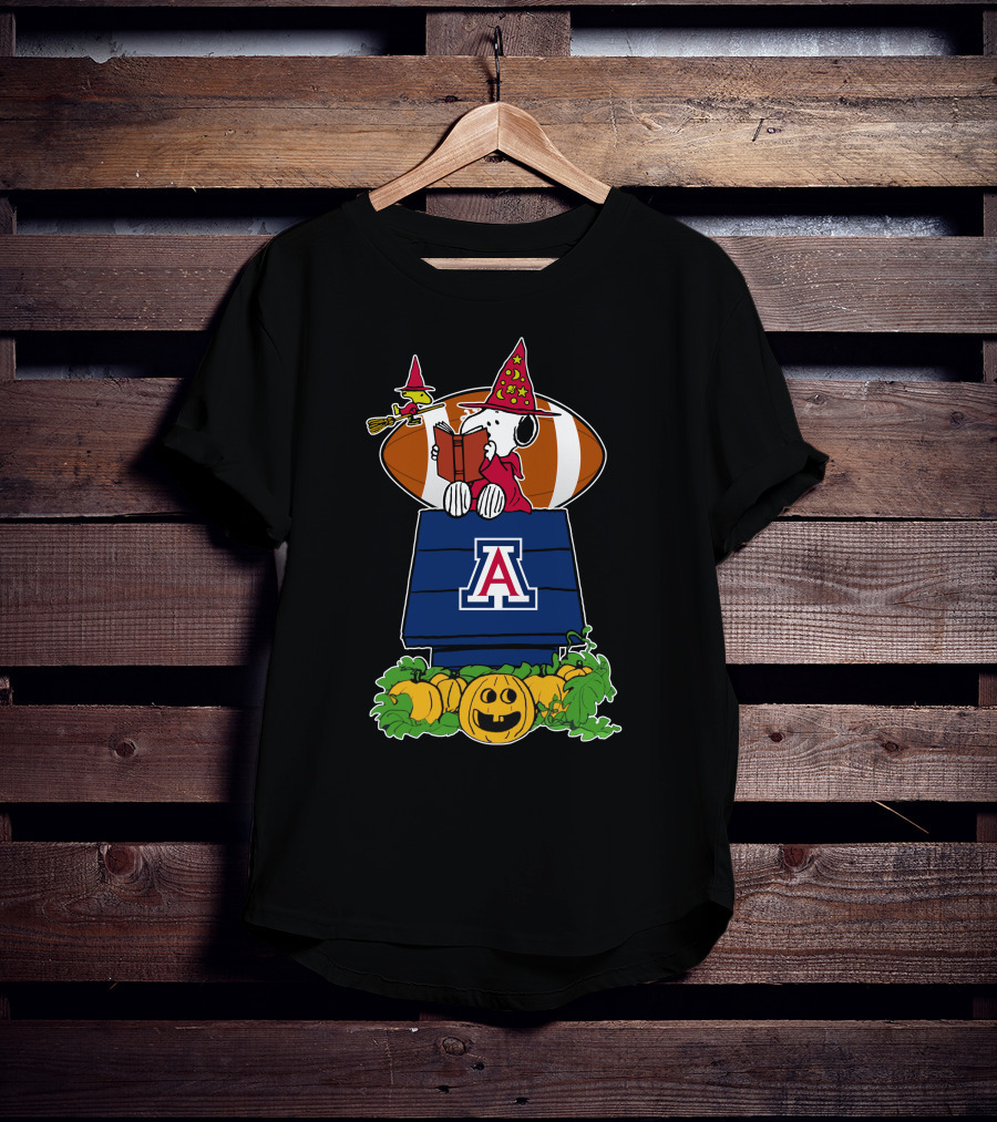 Arizona Wildcats Snoopy Halloween Football Pumpkin Scene T-Shirt