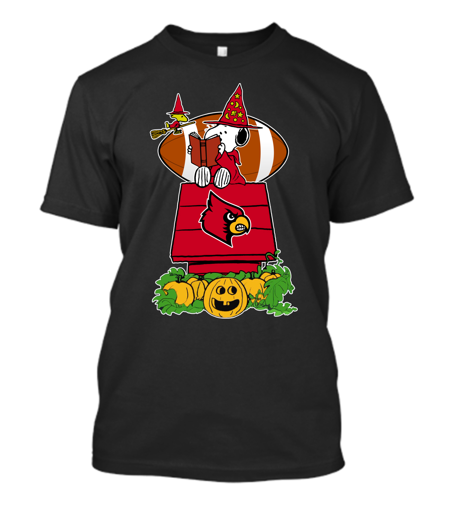 Snoopy Halloween Louisville Cardinals Football Pumpkin Scene T-Shirt