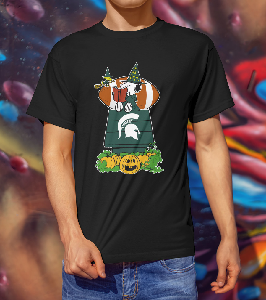 Michigan State Spartans Snoopy Halloween Football Pumpkin House T-Shirt