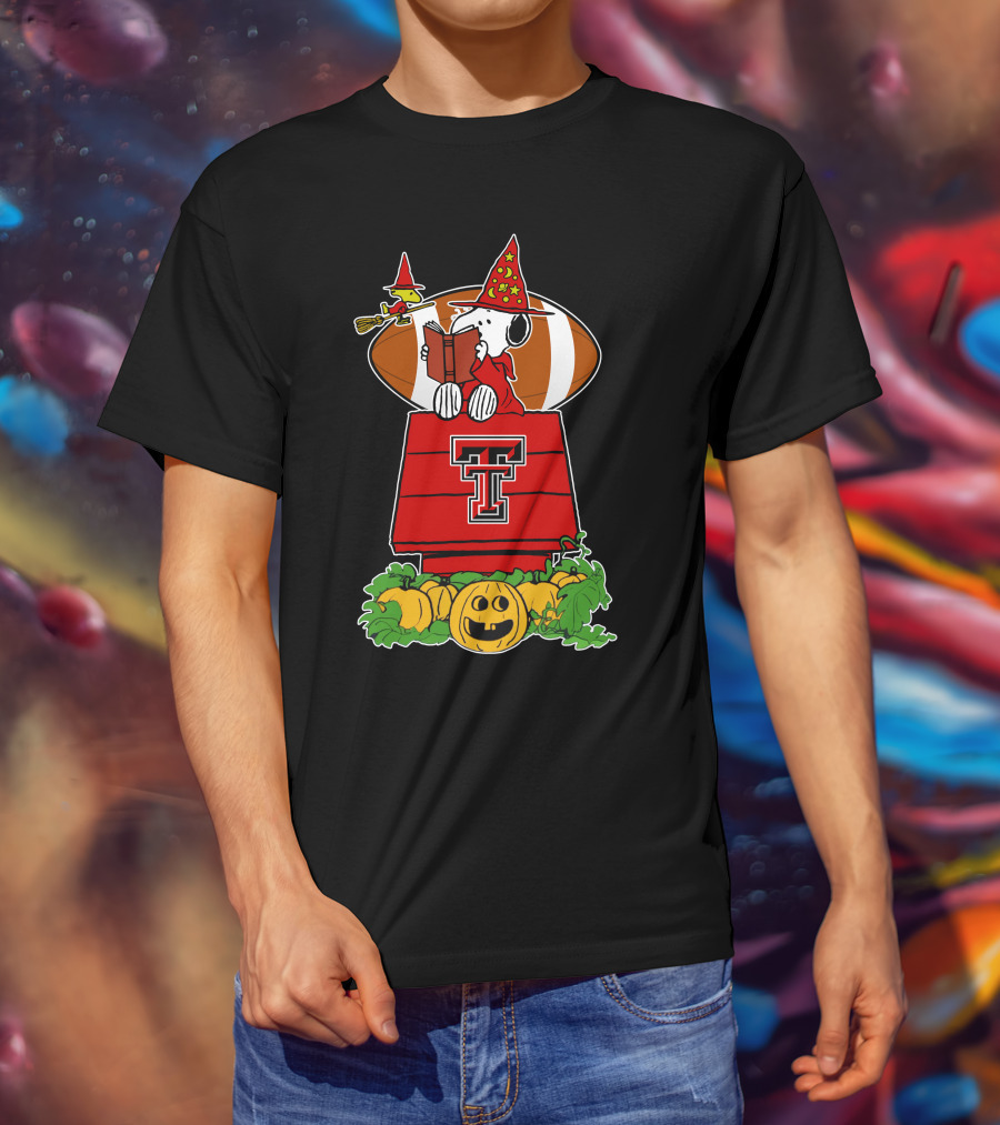 Texas Tech Red Raiders Snoopy Halloween Football Pumpkins T-Shirt