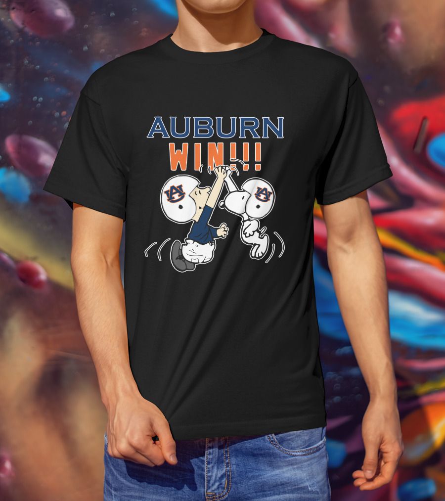 Auburn Tigers Win Peanuts Characters High Five T-Shirt