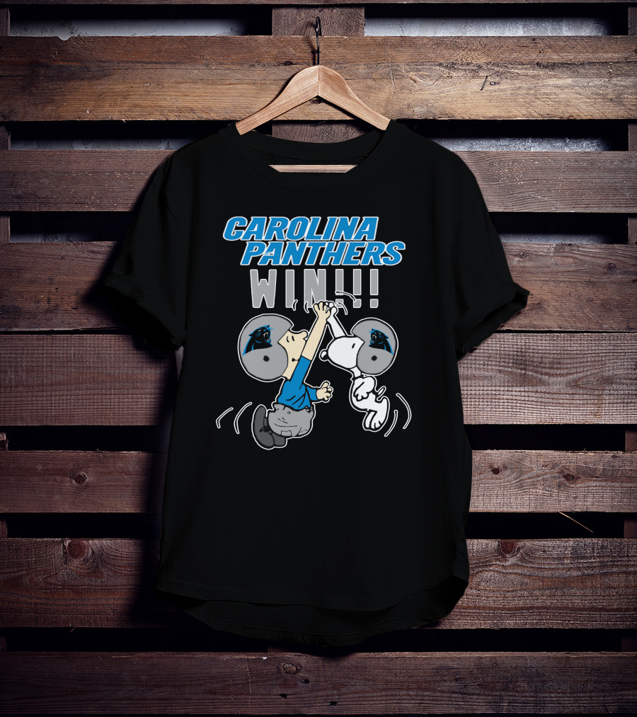 Carolina Panthers Win High Five Celebration Peanuts Characters T-Shirt