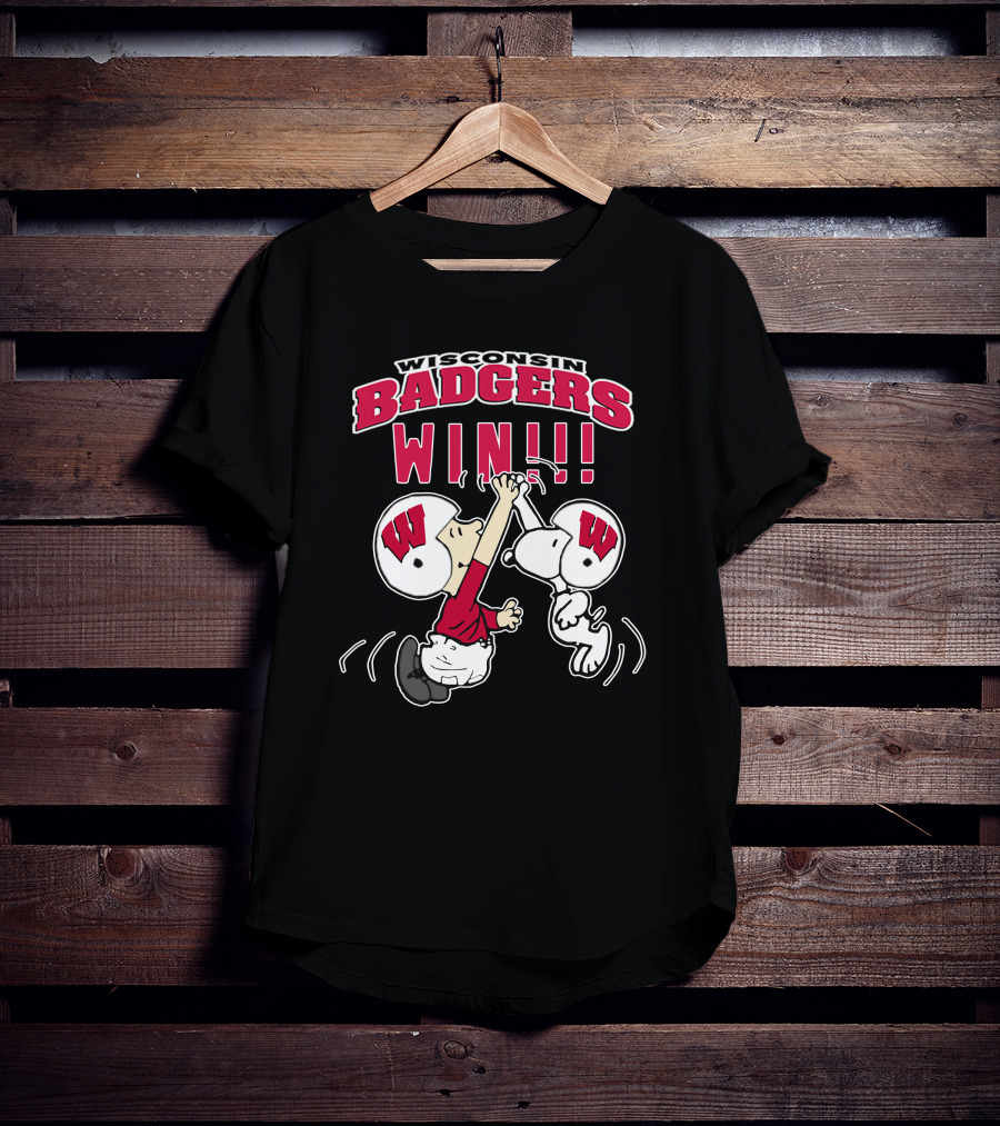 Wisconsin Badgers Win Peanuts Characters Celebrating T-Shirt