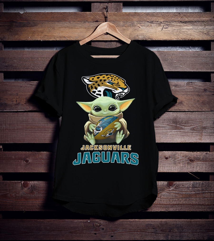 Jacksonville Jaguars Baby Yoda Holding Football With Team T-Shirt