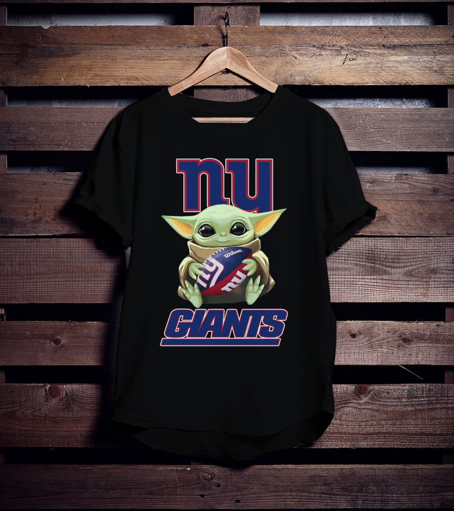 Ny Giants Baby Yoda Holding Football T-Shirt