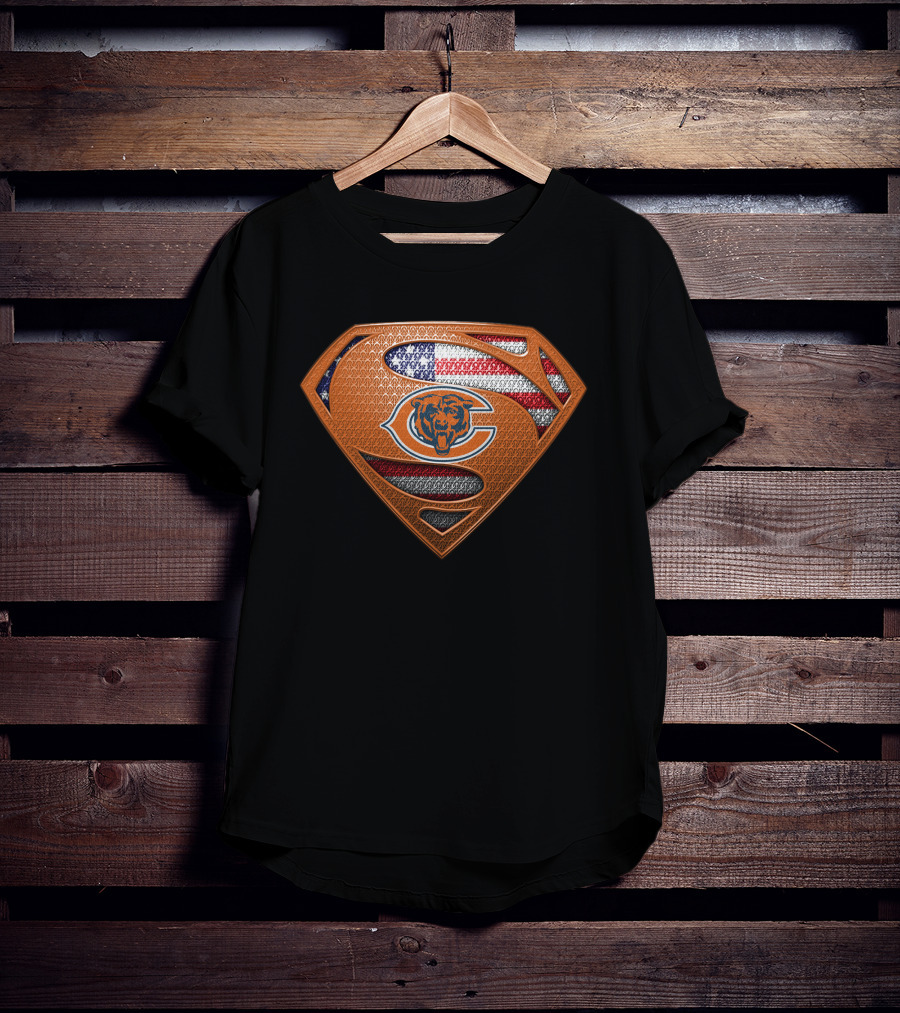 Chicago Bears Superman American Flag T-Shirt