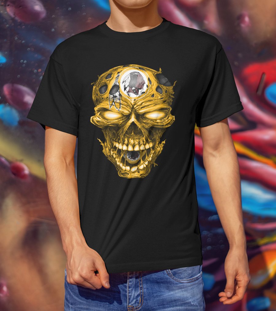 Washington Redskins Skull Emblem With Iconic Native American T-Shirt