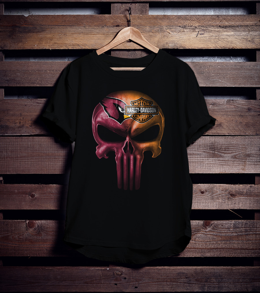 Arizona Cardinals Skull Harley Davidson T-Shirt