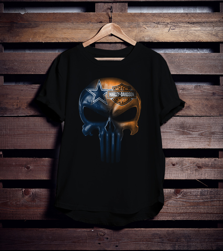 Dallas Cowboys Skull Harley Davidson Collaboration T-Shirt