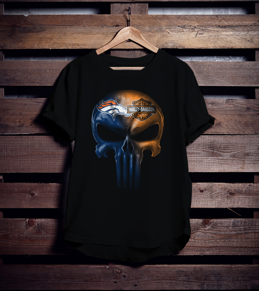 Denver Broncos Harley Davidson Skull T-Shirt