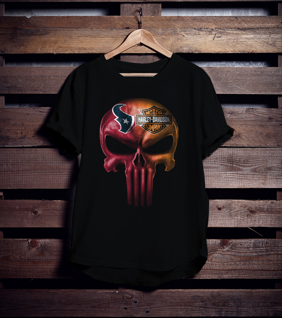 Houston Texans Skull Harley Davidson T-Shirt