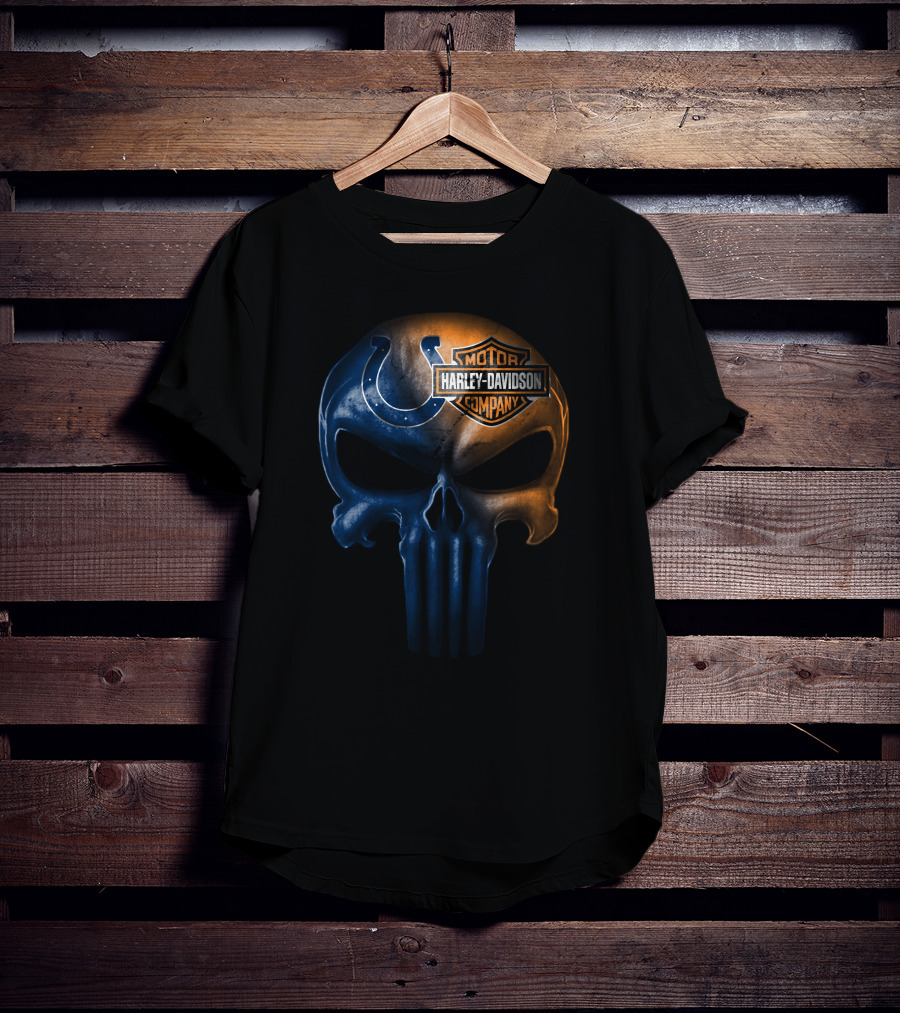 Indianapolis Colts Harley Davidson Skull 2 T-Shirt