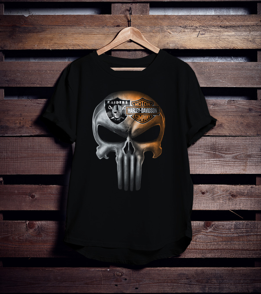 Las Vegas Raiders Harley Davidson Skull T-Shirt