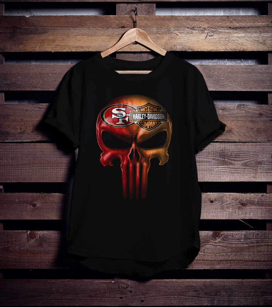 San Francisco 49ers Harley Davidson Skull T-Shirt