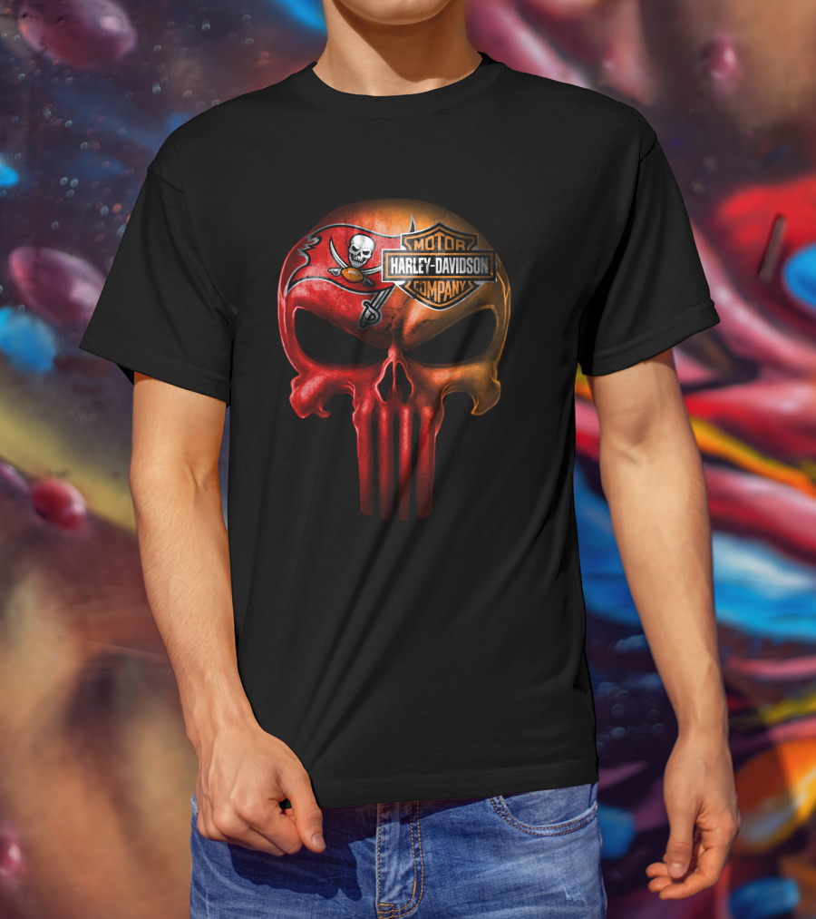 Tampa Bay Buccaneers Skull Harley Davidson T-Shirt