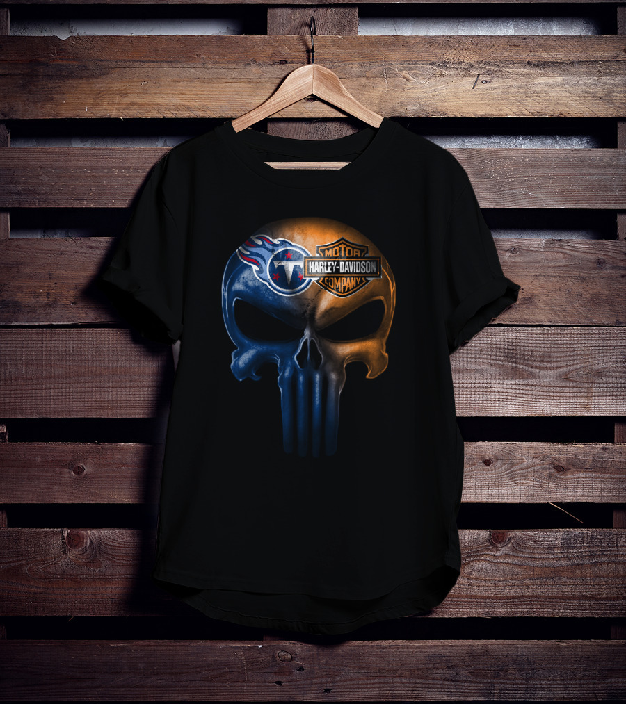 Tennessee Titans Skull Harley Davidson Company Logo Fusion T-Shirt