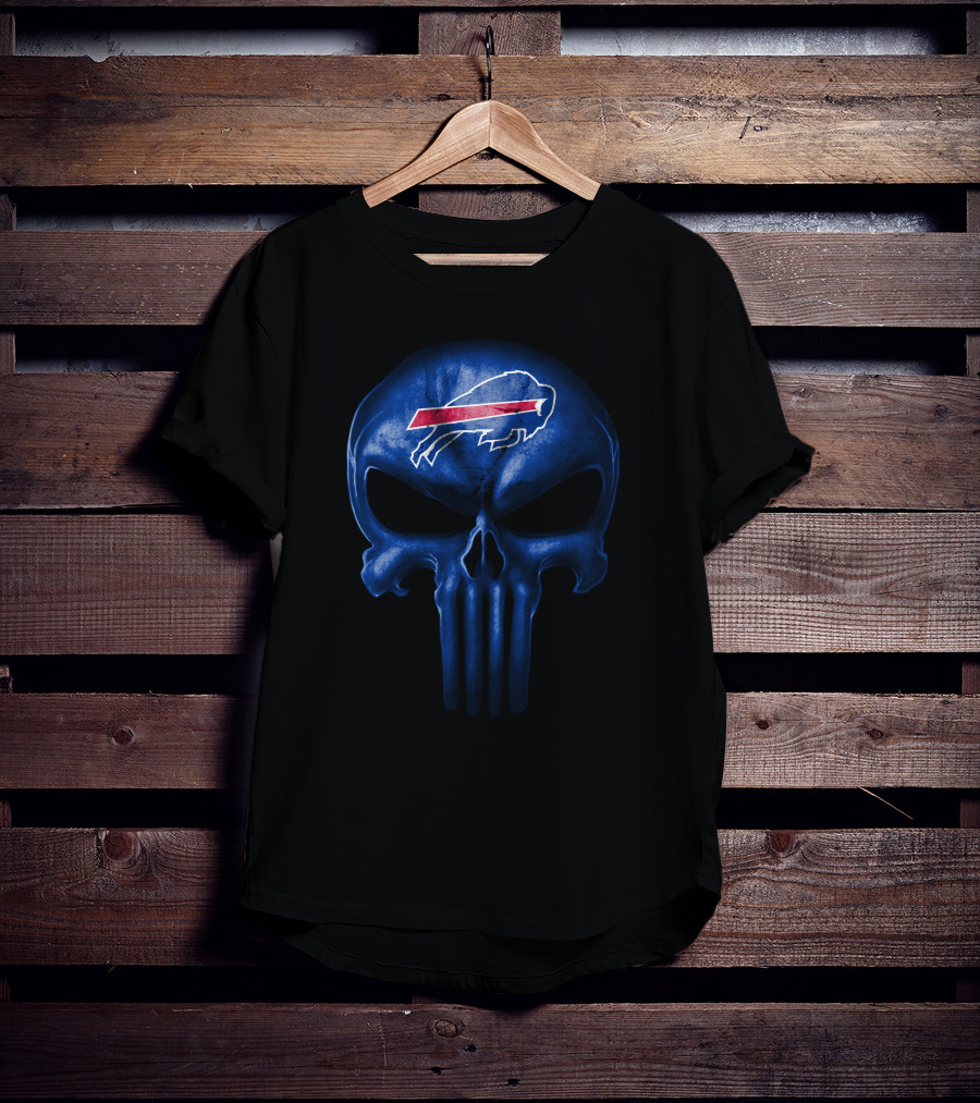 Buffalo Bills Skull Logo Blue Helmet T-Shirt