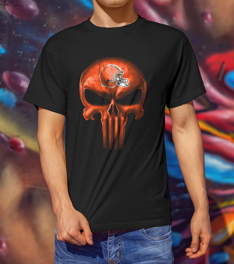 Cleveland Browns Helmet Skull T-Shirt