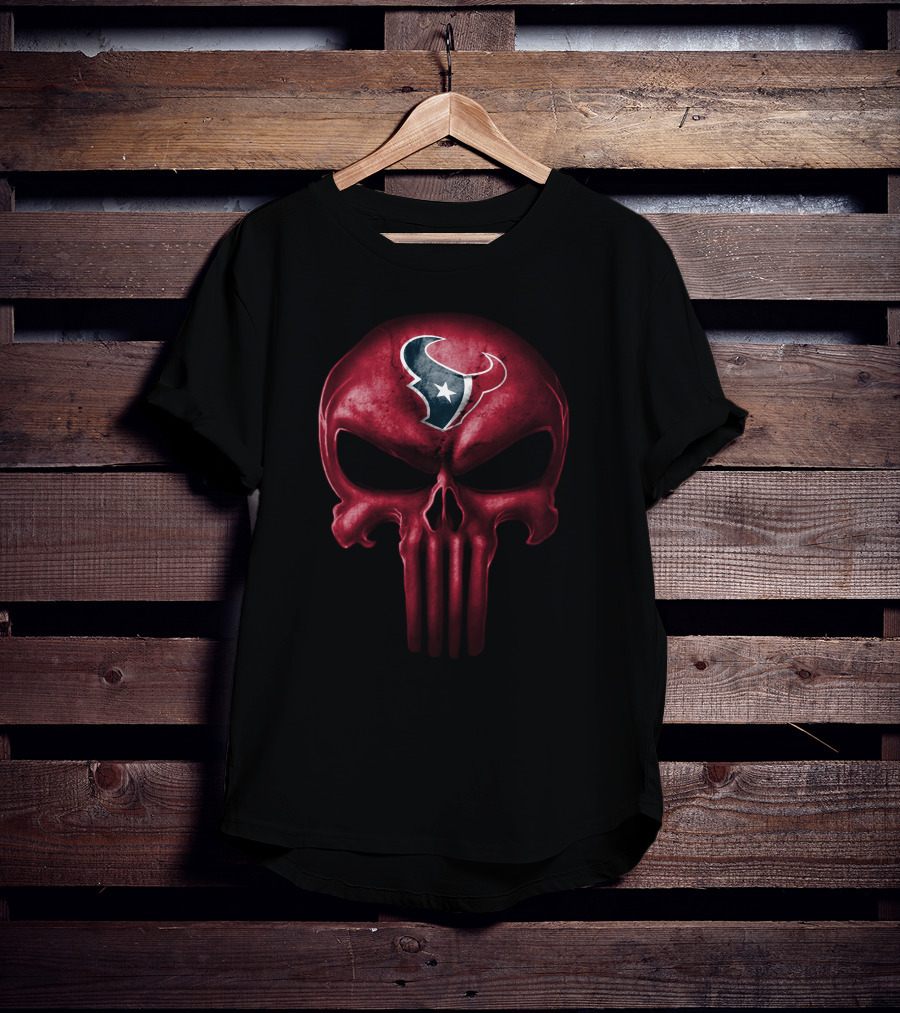 Houston Texans Skull Nfl Punisher Style T-Shirt