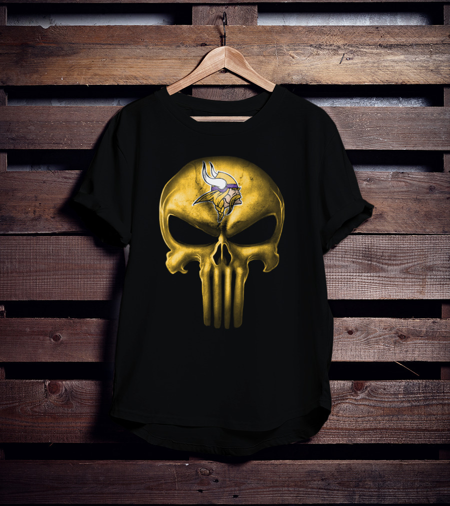 Minnesota Vikings Skull Emblem With Viking T-Shirt