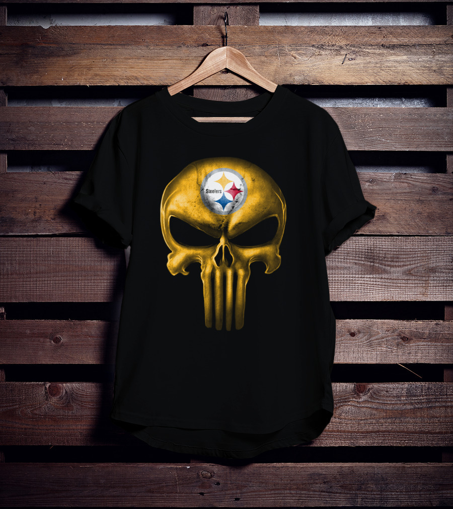 Pittsburgh Steelers Skull Emblem T-Shirt