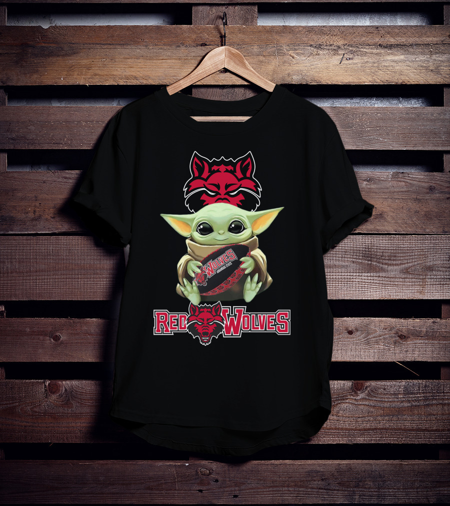 Arkansas State Red Wolves Baby Yoda Star Wars Football T-Shirt