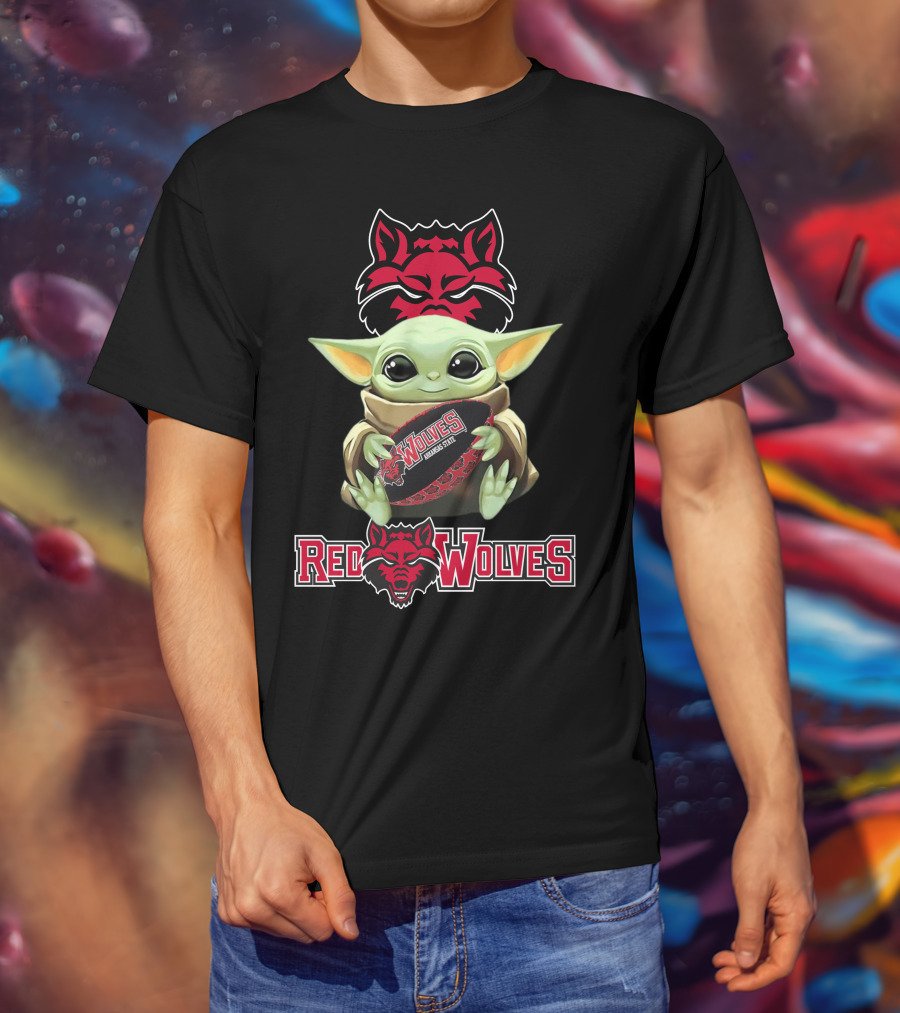 Arkansas State Red Wolves Baby Yoda Star Wars Football T-Shirt