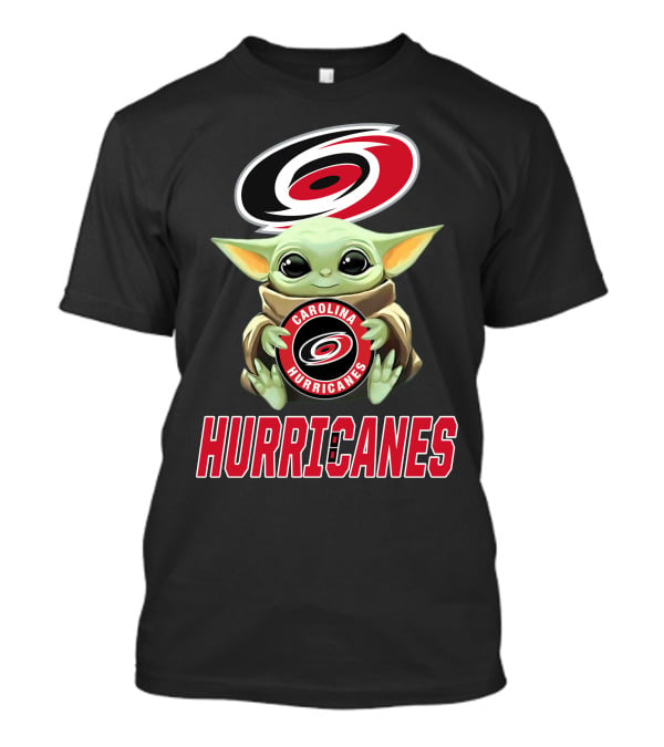 Carolina Hurricanes Baby Yoda Holding Team T-Shirt