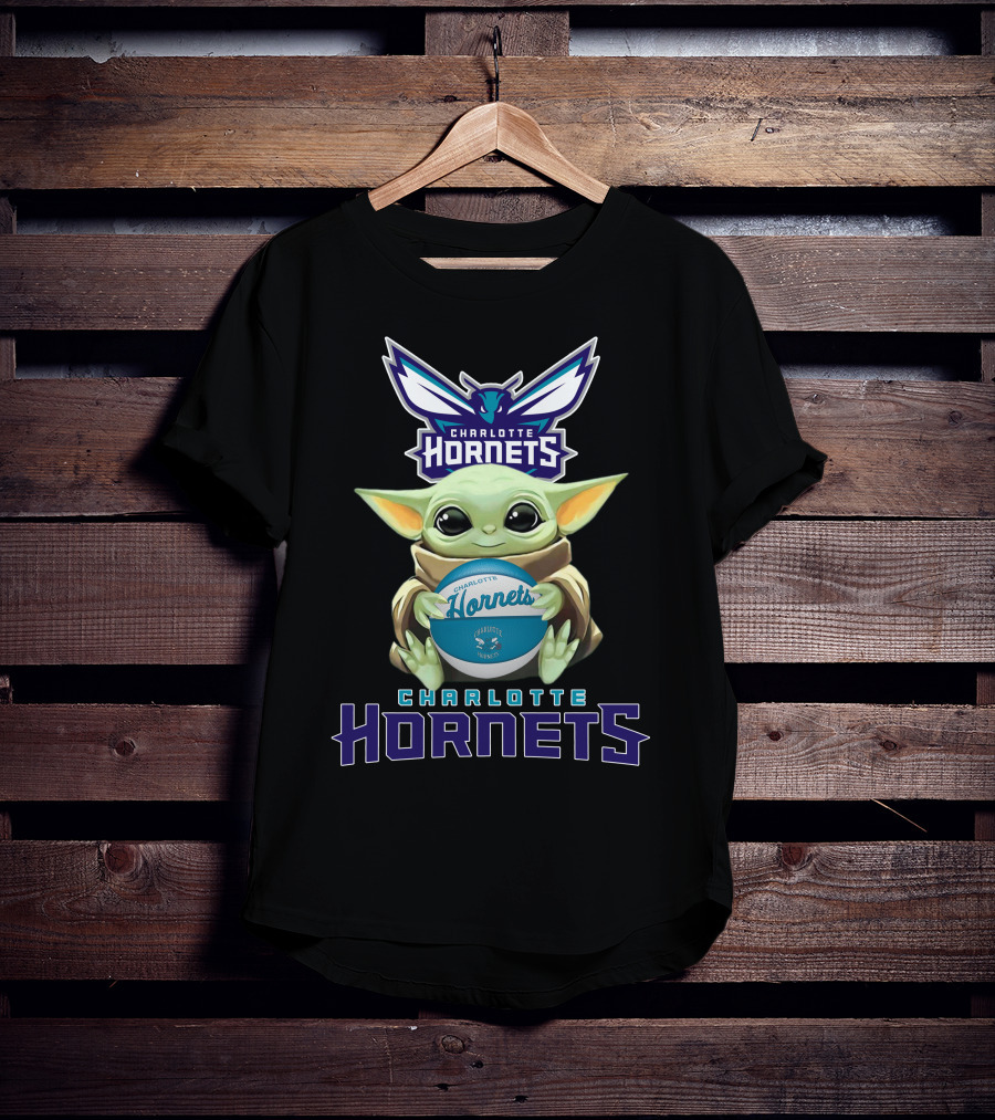 Charlotte Hornets Baby Yoda Basketball Fan Logo Star Wars T-Shirt