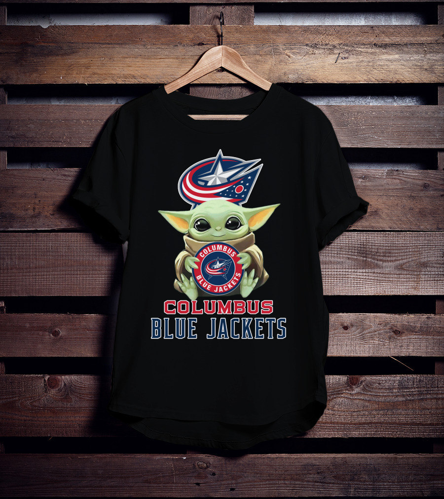 Columbus Blue Jackets Baby Yoda Holding Team T-Shirt