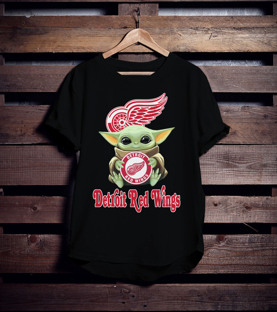 Detroit Red Wings Baby Yoda Holding T-Shirt