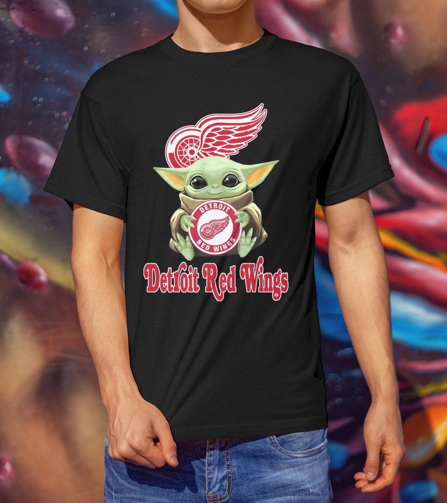 Detroit Red Wings Baby Yoda Holding T-Shirt