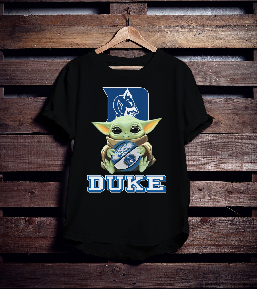 Duke Blue Devils Baby Yoda Holding Basketball T-Shirt