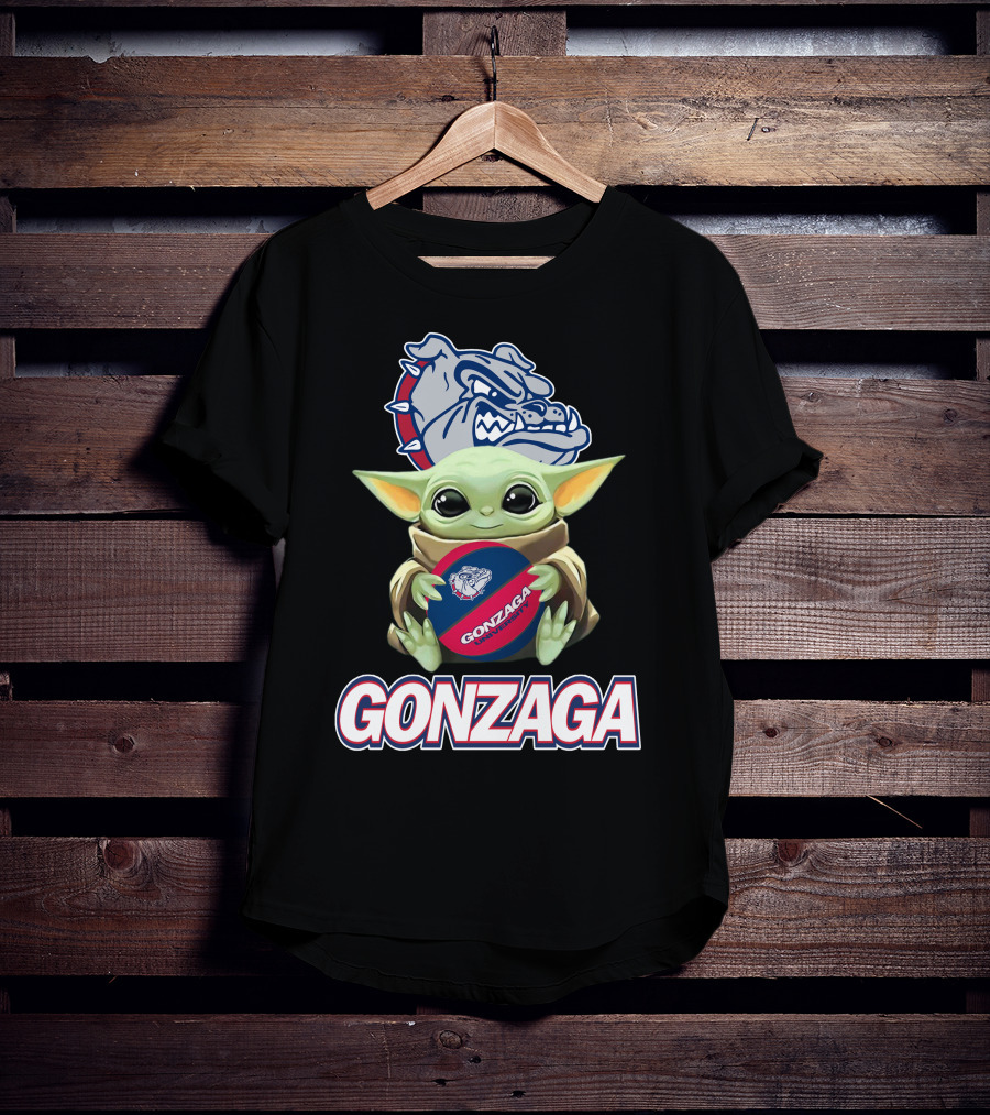 Gonzaga Bulldogs Baby Yoda Holding Basketball T-Shirt