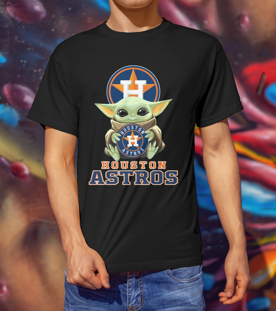 Houston Astros Baby Yoda With Team T-Shirt