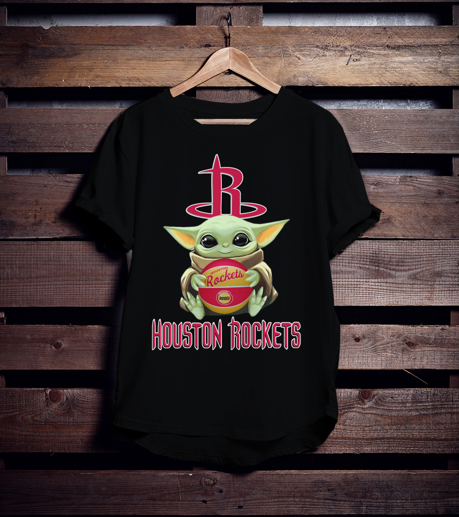Houston Rockets Baby Yoda Basketball Nba Star Wars Crossover T-Shirt