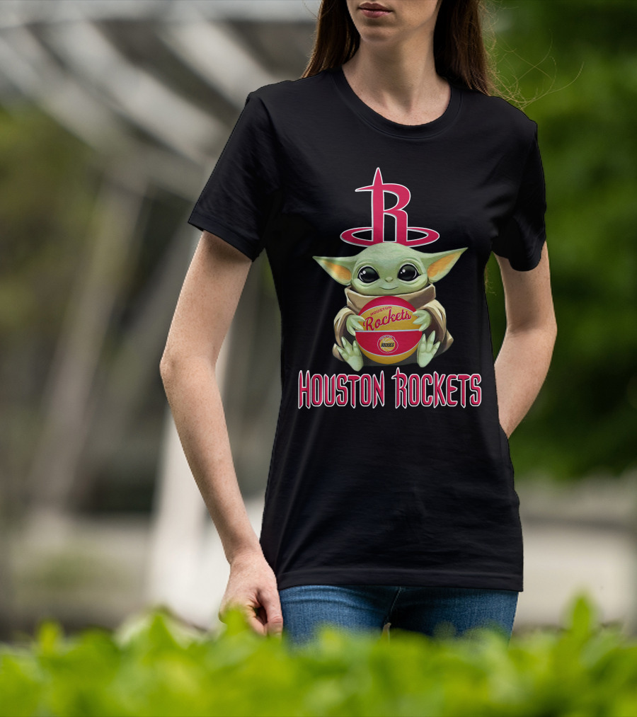 Houston Rockets Baby Yoda Basketball Nba Star Wars Crossover T-Shirt