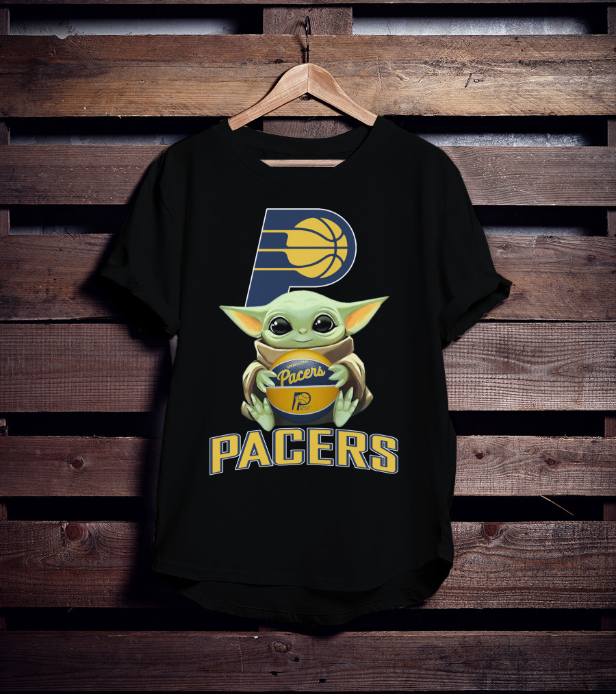 Indiana Pacers Logo With Baby Yoda Holding Basketball T-Shirt