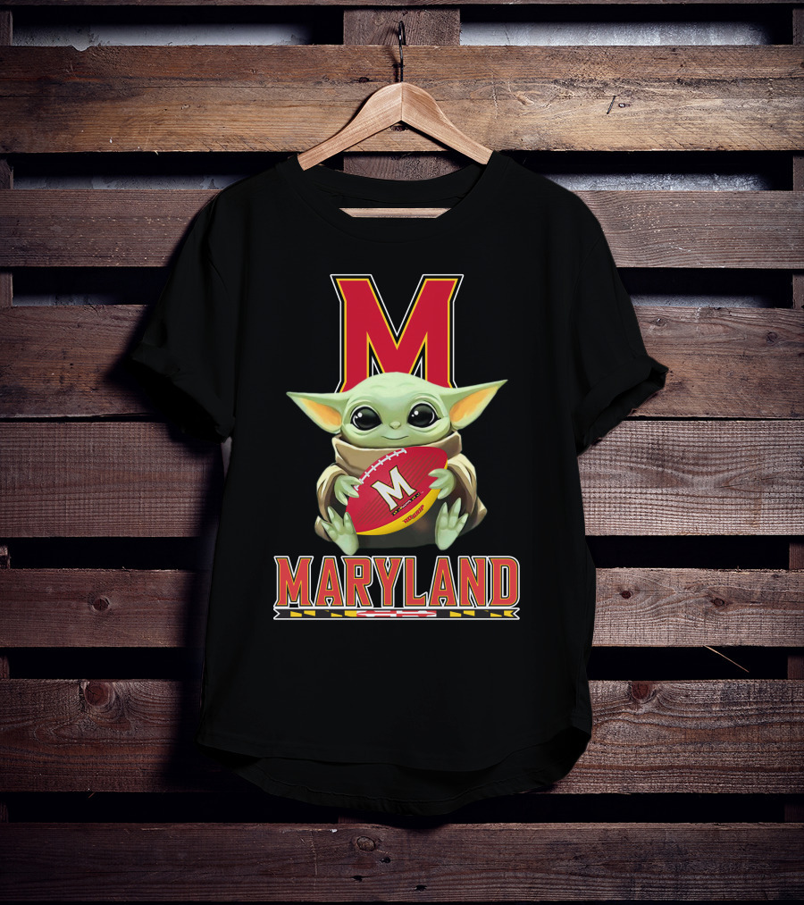 Maryland Terrapins Baby Yoda Football Fan T-Shirt