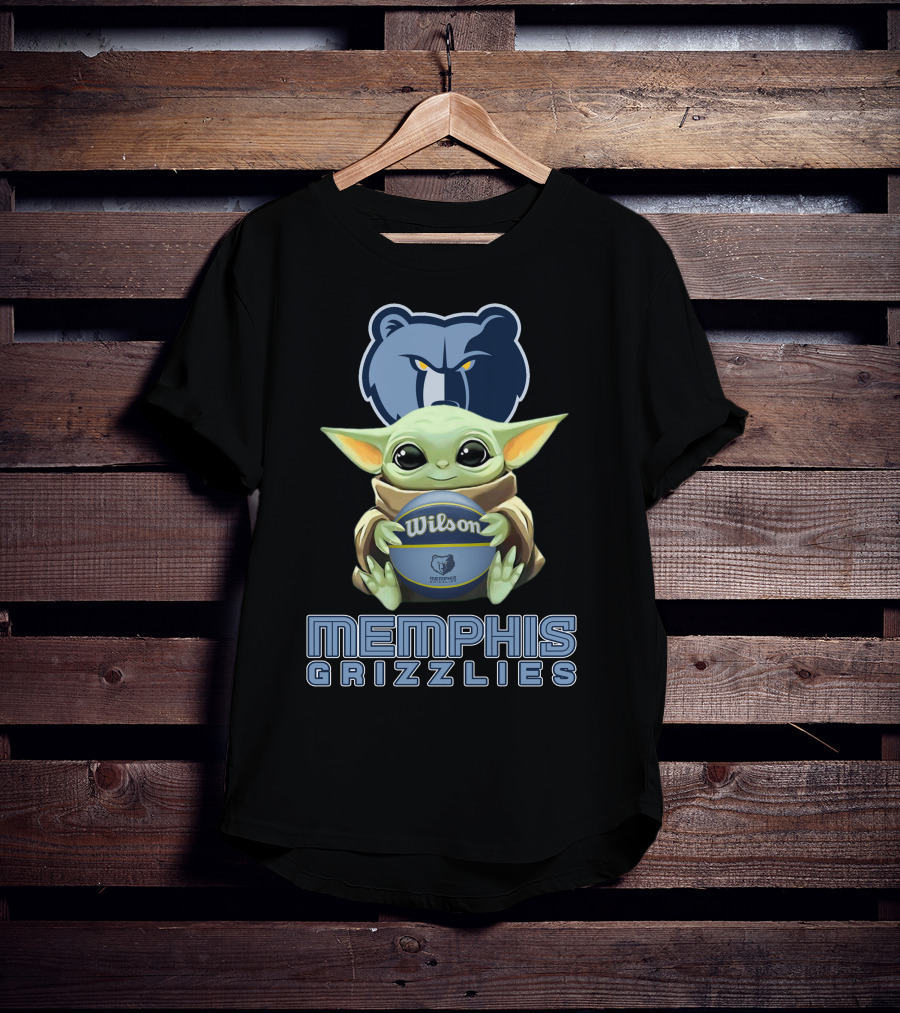 Memphis Grizzlies Baby Yoda Holding Wilson Basketball T-Shirt