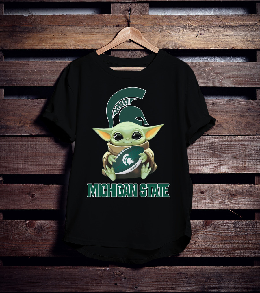 Michigan State Spartans Baby Yoda Football T-Shirt