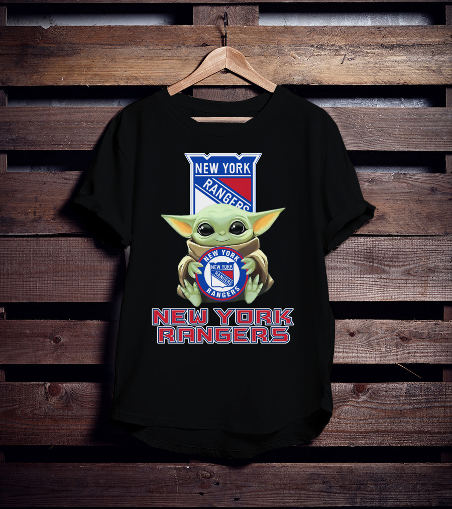 New York Rangers Baby Yoda Holding Team T-Shirt