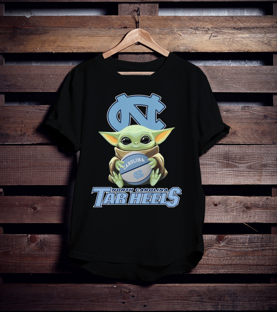 North Carolina Tar Heels Baby Yoda Carolina Basketball T-Shirt