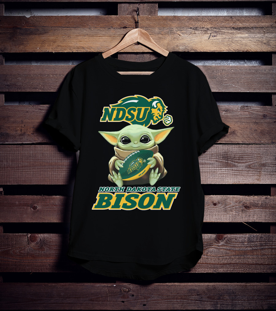 Ndsu North Dakota State Bison Baby Yoda Football T-Shirt