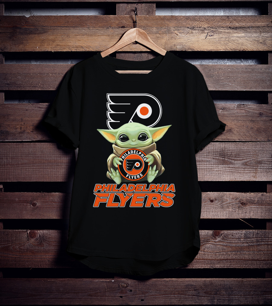 Philadelphia Flyers Baby Yoda Holding Team T-Shirt